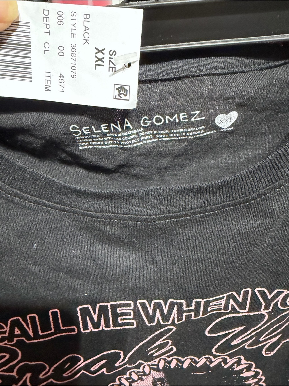 Selena Gomez Black Tee with Pink Graphic "Call Me When You Break Up" - Picture 3 of 3